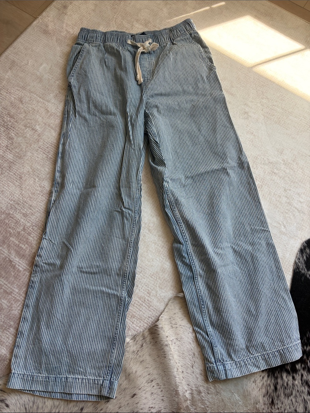 GAP Blue & White Pinstripe Wide Leg Jeans